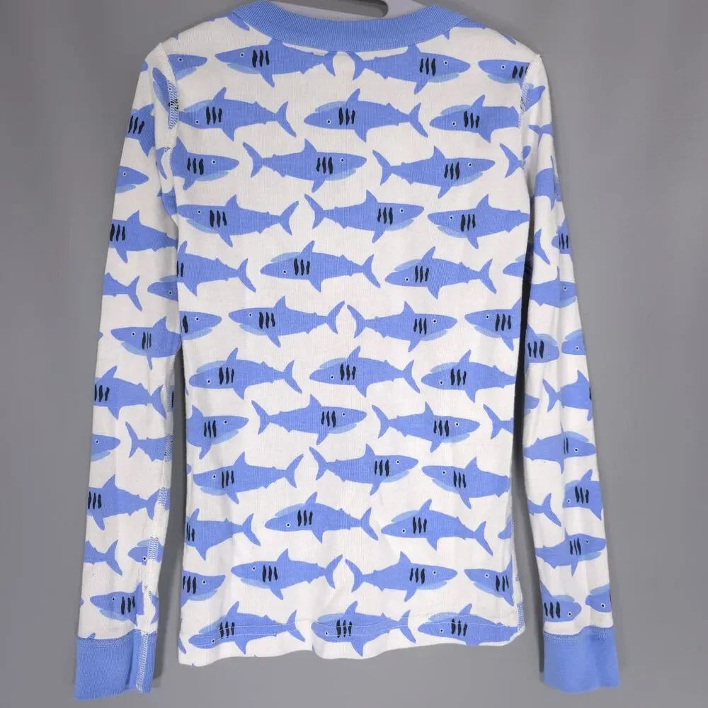 HANNA ANDERSSON‎ 100% Organic Cotton Shark Pajama 8 Set Kids White & Blue